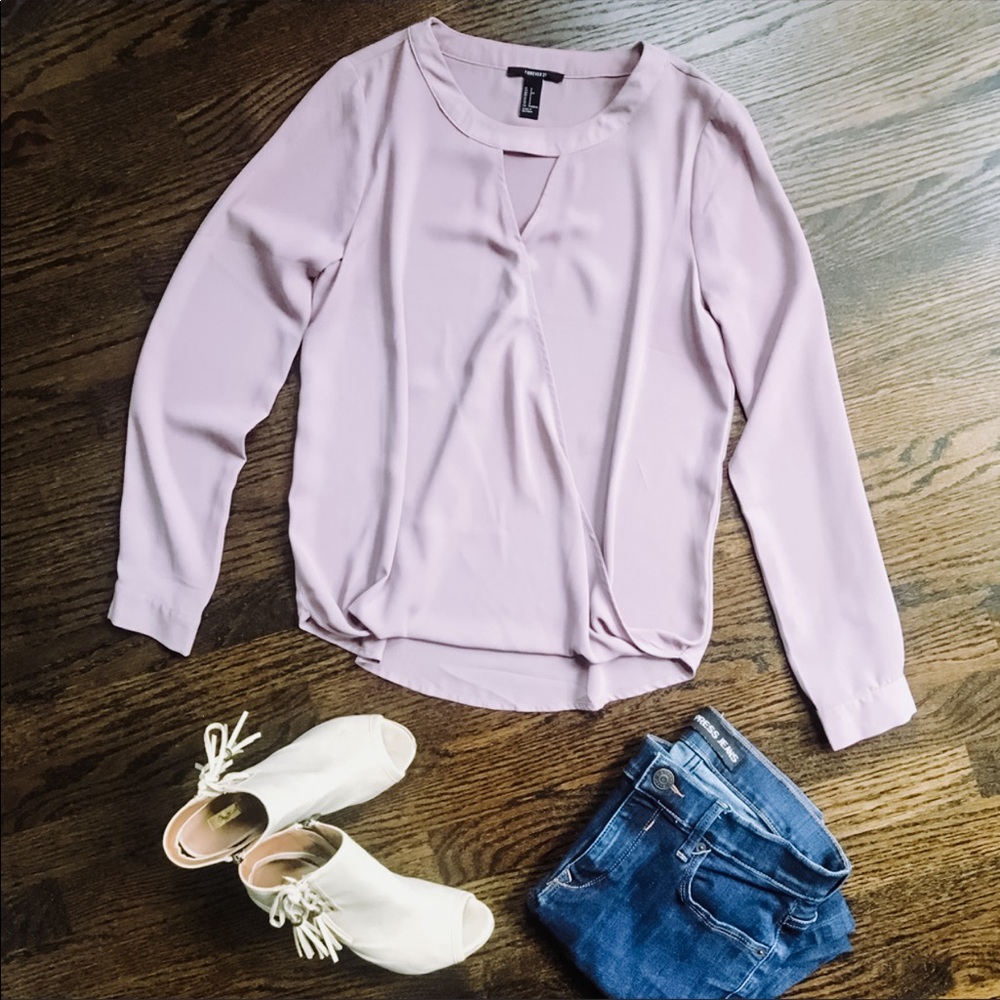 Forever 21 Purple Wrap Blouse With Neck Cutout